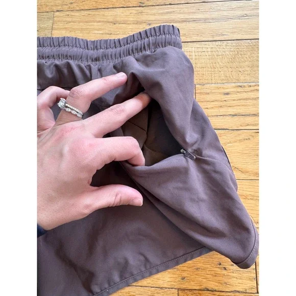 CRZ YOGA Womens Running Shorts Mauve Brown Mesh Trim Zip Pocket Size Medium 8/10 - Picture 7 of 8
